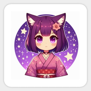 Cute Anime Girl in Kimono Sticker